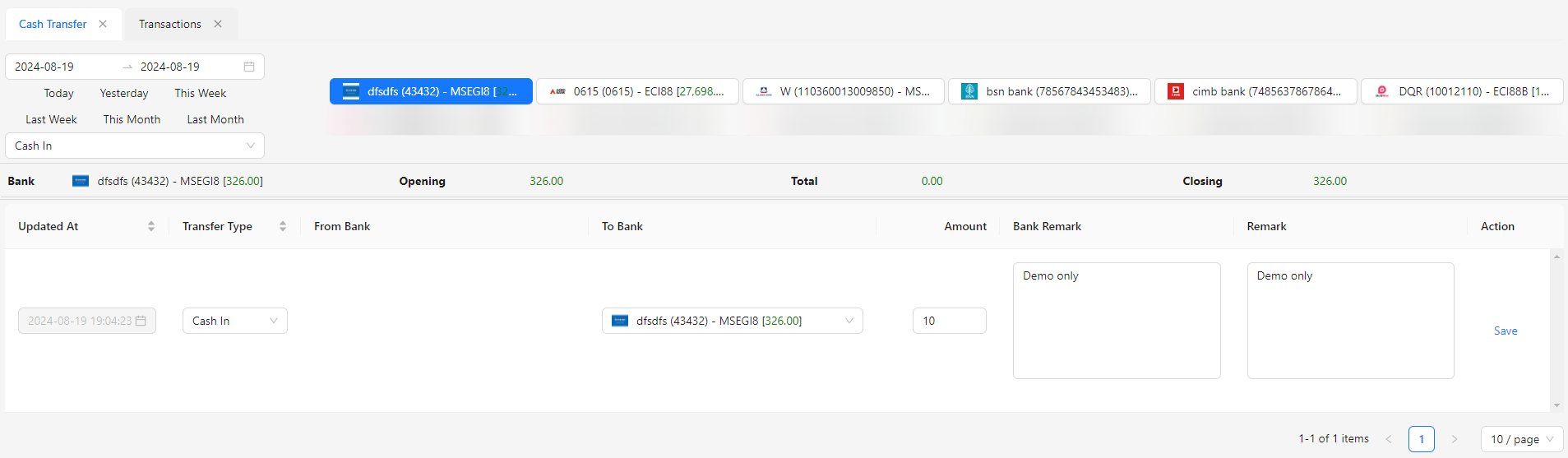 Create Edit Cash Transfer Image