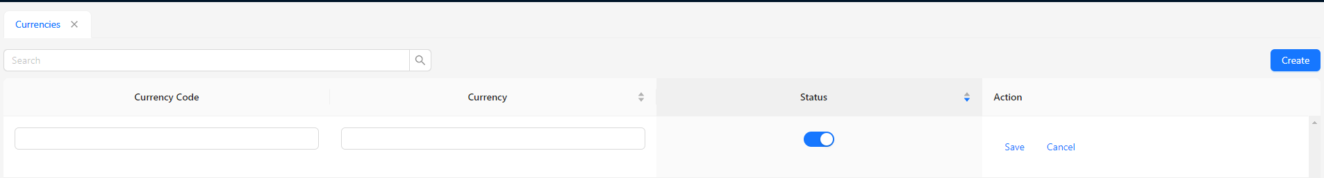 Create / Edit Currencies Image