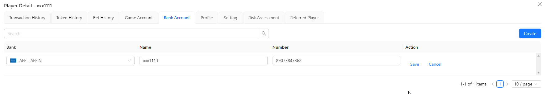 Create / Edit Bank Account Image
