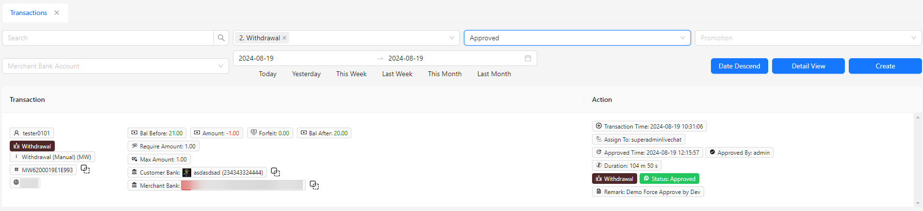 Trasaction with Force Approve Image